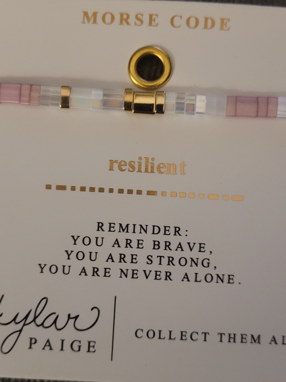 NEW 'Resilient' Morse Code Beaded Bracelet - Pink & Gold